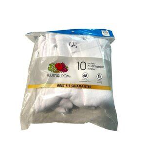 Fruit Of The Loom 10 Pairs Ladies Cushioned Crew Socks  NEW